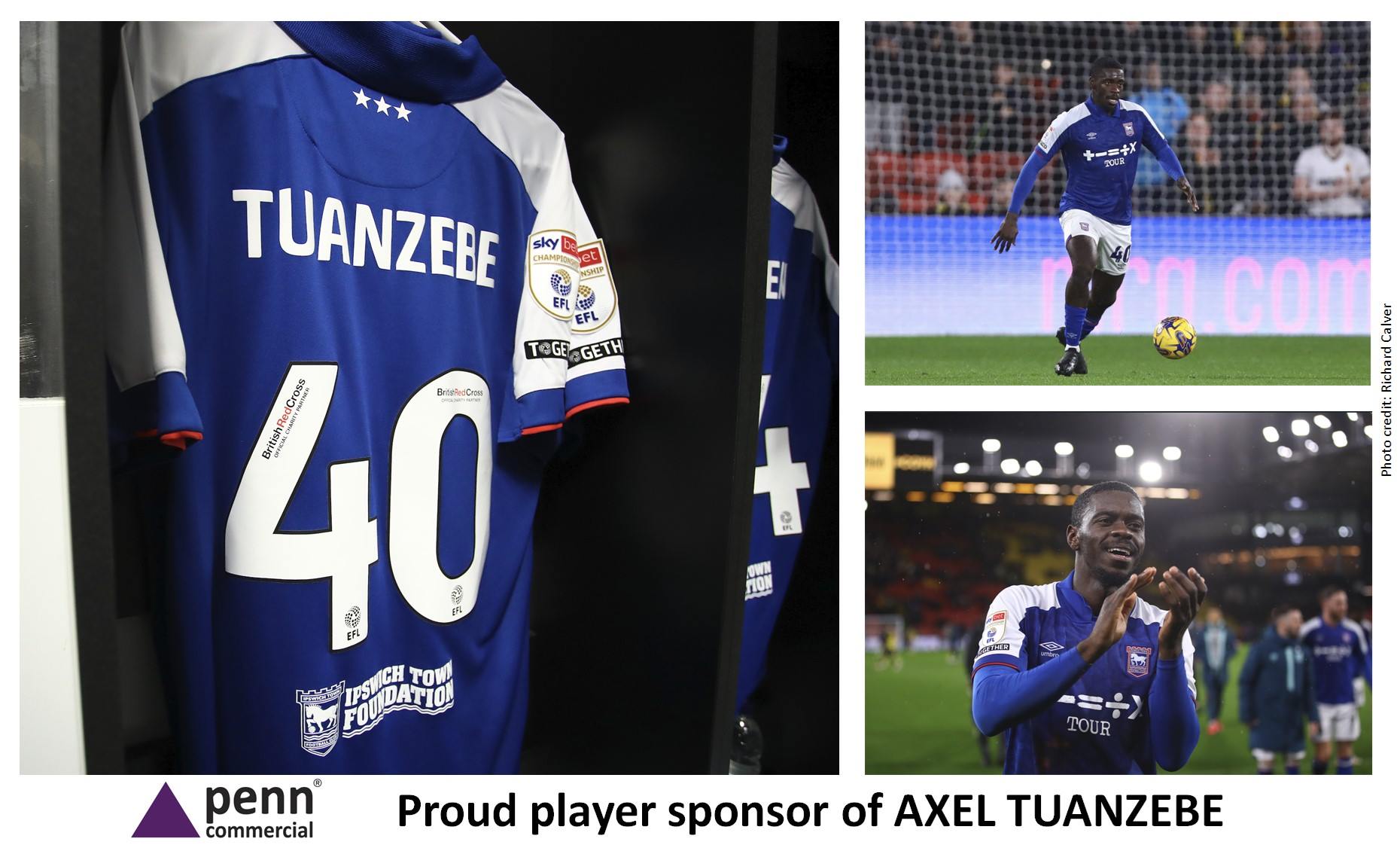 Penn Commercial is the new player sponsor of Ipswich Town Football Club defender Axel Tuanzebe 